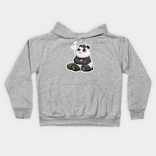 Panda with summertime watermelons Kids Hoodie